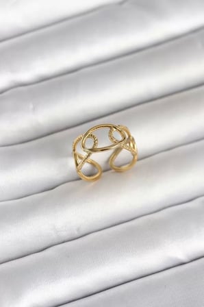 316L Çelik Gold Renk Zincir Model Kadın Yüzük - TJ-BYK4166