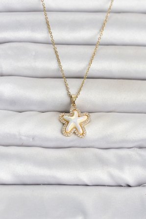 316L Çelik Zincir Gold Renk Deniz Yıldızı Model Kadın Kolye TJ-BKO11084