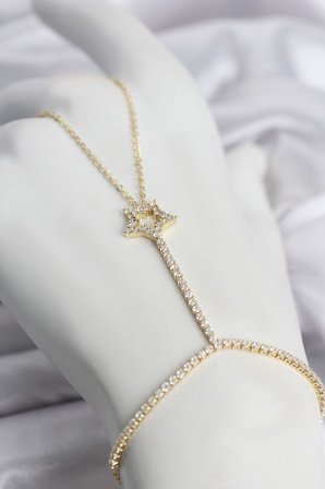 Gold Renk Pirinç Zirkon Taşlı Yıldız Model Şahmeran TJ-SN775