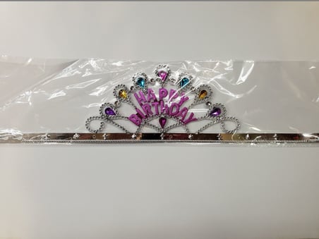 Gümüş Renk Happy Birthday Yazılı Doğum Günü Tacı 60 cm