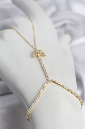 Gold Renk Pirinç Zirkon Taşlı Kelebek Model Şahmeran TJ-SN769