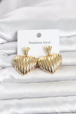 316L Çelik Gold Renk Kalp Model Kadın Küpe TJ-BKP11827