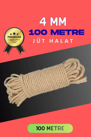 4 Mm 100 Metre Jüt Halat Dekoratif Hasır İ̇P Urgan Süs