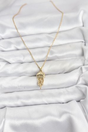 316L Çelik Zincir Gold Renk Deniz Anası Model Zirkon Taşlı Kadın Kolye - TJ-BKO10842