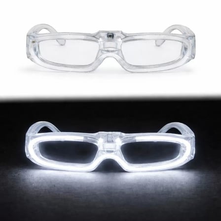 Beyaz LED Işıklı Parti Gözlüğü 3 Modlu – Glow & Gece Eğlence Gözlüğü