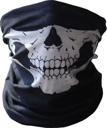 Siyah Renk Dikişsiz Çok Fonksiyonlu Çene Kafatası Yüz Maskesi Baf Buff Bandana Boyunluk Bileklik