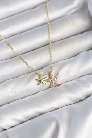 Pirinç Gold Renk Minimal Yıldız Model Kadın Kolye TJ-BKO11147