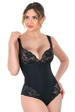 Siyah Mı Emay 2947 Dantelli Agraflı Body Korse