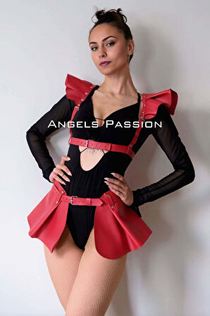 Deri Elbise Harness, Mini Deri Etek, Deri Elbise Etek Harness - Brf1001
