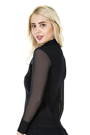 Balıkçı Yaka Transparan Kadın Tişört 296