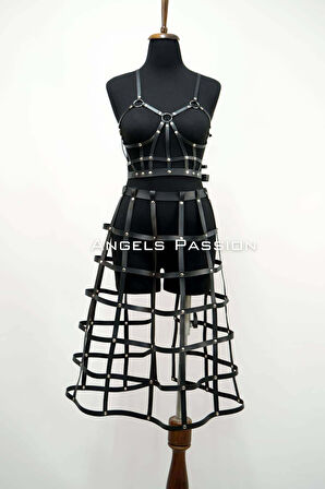 Deri Etek Ve Deri Göğüs Harness Takım, Cosplaywear - Brf1013