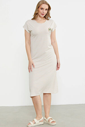 Sementa 77489 Nakış Detaylı Marine Penye Elbise