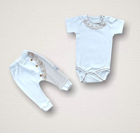 Minik Sincap Nakışlı  10lu Zıbın Takımı Hastane Çıkışı Ekru