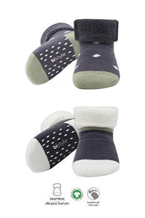 Puanlı Kaymaz Havlu Soket Çorap 2'li  Antrasit