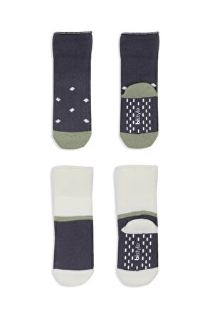 Puanlı Kaymaz Havlu Soket Çorap 2'li  Antrasit