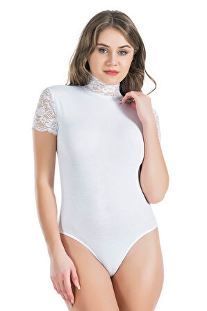 Dantelli Balıkçı Yaka Kadın Body 330
