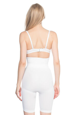 Beyaz Mı Emay 2074 Yüksek Bel Desenli Double Uzun Paça Korse