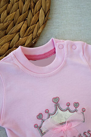 3-6 6-9 9-12 Ay Full Star Nakışlı Şapkalı Uzun Kollu Sweat 3lü Erkek Bebek Takımı Pembe