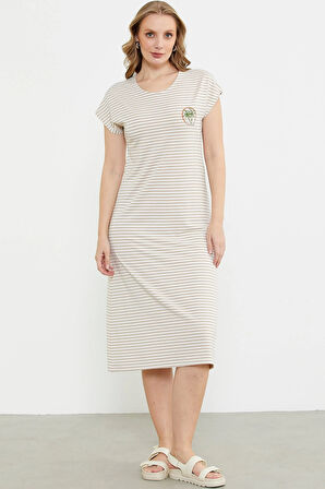 Sementa 77489 Nakış Detaylı Marine Penye Elbise