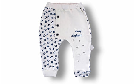 3-6 6-9 9-12 Ay Kutup Yıldızı Nakışlı Bandajlı Uzun Kollu Zıbınlı 3lü Erkek Bebek Takımı Ekru