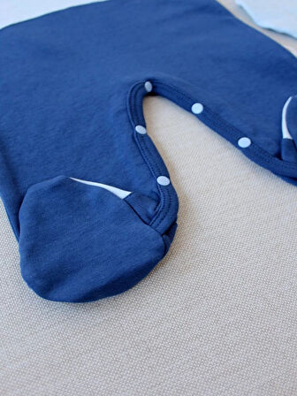 3-6 9-12 12-18 Ay Özel Kuvvetler Nakışlı Bere Şapkalı Kız Erkek Bebek Tulumu Lacivert