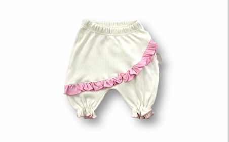 6-9 9-12 12-18 Ay Çiçek Nakışlı Roman Şalvar Bandanalı Kısa Kollu Sweat 3lü Kız Bebek Takımı Pembe