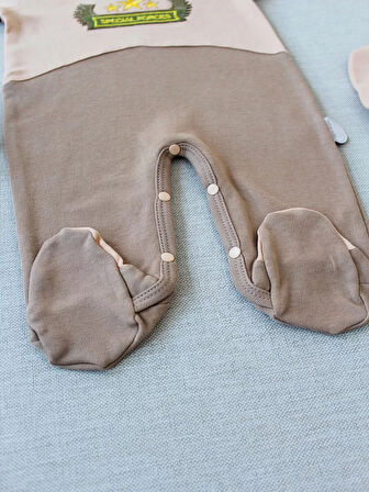 3-6 9-12 12-18 Ay Özel Kuvvetler Nakışlı Bere Şapkalı Kız Erkek Bebek Tulumu Sütlü Kahve