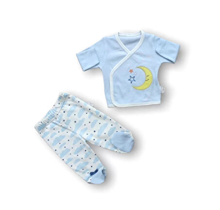 Ay Dedem Nakışlı  5li Zıbın Takımı Hastane Çıkışı Mavi