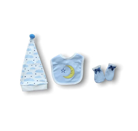 Ay Dedem Nakışlı  5li Zıbın Takımı Hastane Çıkışı Mavi