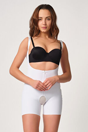 Beyaz Mı Emay 2834 Göğsü Açık Ferumalı Tül Popo Boy Lazer Korse