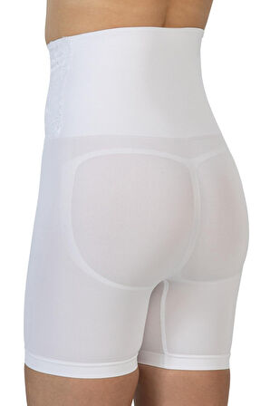 Beyaz Mı Emay 2091 Önü Dantelli Yüksek Bel Boxer Korse