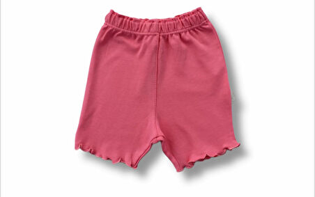 3-6 6-9 9-12 12-18 Ay Düğme Detaylı Bandanalı Kısa Kollu Sweat 3lü Kız Bebek Takımı Pudra