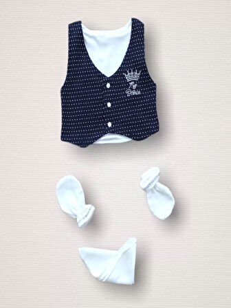 Süper Prens Nakışlı  10lu Zıbın Takımı Hastane Çıkışı Lacivert