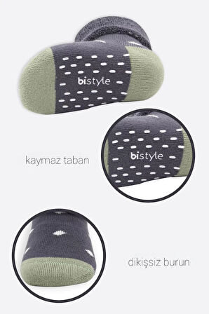 Puanlı Kaymaz Havlu Soket Çorap 2'li  Antrasit