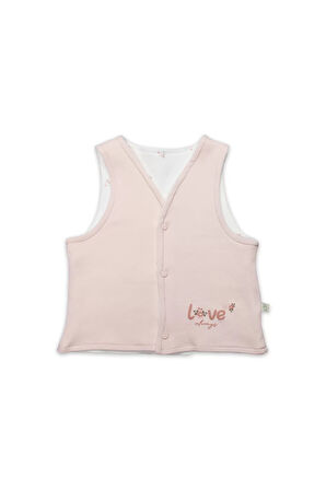 Bistyle Grow İn Love Çift Taraflı Bebe Yelek 18102 Pembe Ekru