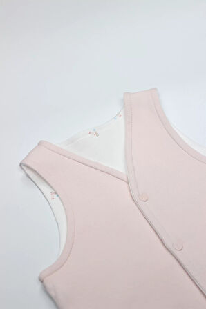 Bistyle Grow İn Love Çift Taraflı Bebe Yelek 18102 Pembe Ekru