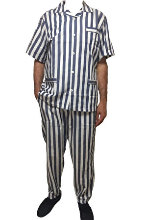 4007 Gaffur Erkek  Kısa Kol Çizgili Pijama Takım