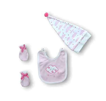 Uykucu Bulut Nakışlı  5li Zıbın Takımı Hastane Çıkışı Pembe