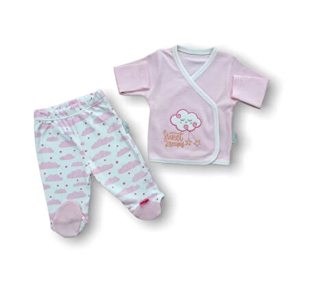 Uykucu Bulut Nakışlı  5li Zıbın Takımı Hastane Çıkışı Pembe