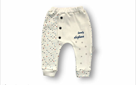 3-6 6-9 9-12 Ay Kutup Yıldızı Nakışlı Bandajlı Uzun Kollu Sweat 3lü Erkek Bebek Takımı Ekru