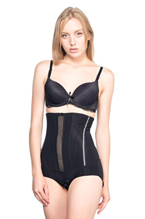 Siyah Mı Emay 2886 Yüksek Bel Tül Slip Lazer Korse