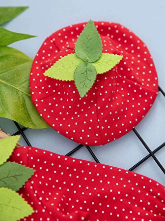 3-6-9 Ay Çilek Bebekler Penye Kumaş Kısa Kollu Kız Erkek Bebek Tulumu Kırmızı