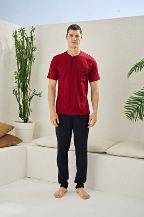 Kocabey 2090 Erkek Midi Yaka Pijama Takım