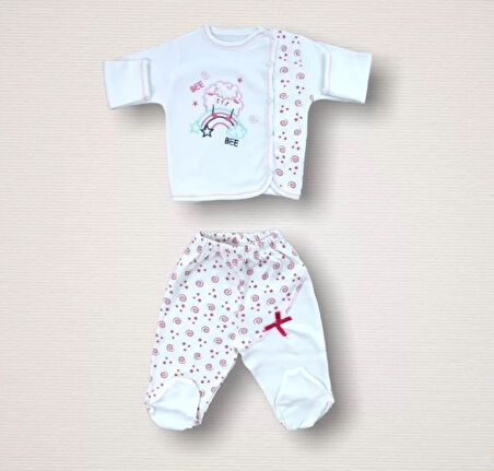 Kıvırcık Kuzu Nakışlı  10lu Zıbın Takımı Hastane Çıkışı Ekru