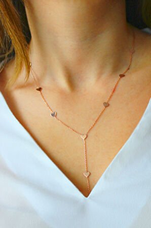 925 Ayar Sallantılı Kalp Rose Gümüş Kolye (TGK0026)