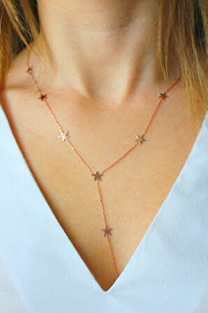 925 Ayar Sallantılı Yıldız Rose Gümüş Kolye (TGK0028)