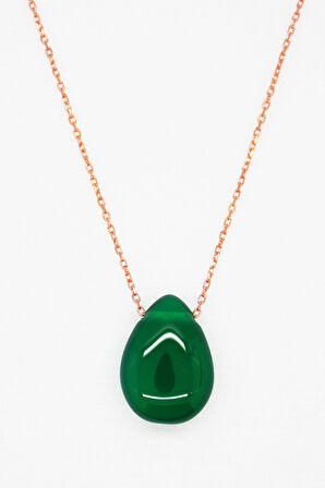 925 Ayar Damla Akik Gümüş Kolye (TGK0048)