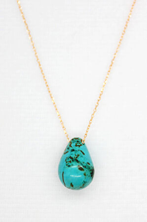 925 Ayar Drop Turkuaz Rose Gümüş Kolye (TGK0051)