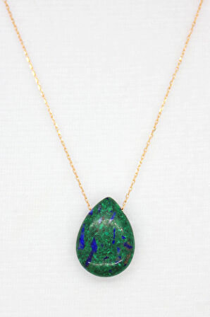 925 Ayar Damla Turkuaz Rose Gümüş Kolye (TGK0053)