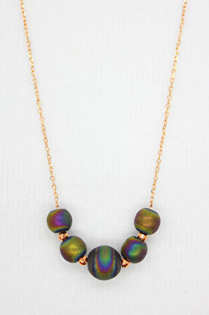 925 Ayar Renkli Hematit Rose Gümüş Kolye (TGK0071)